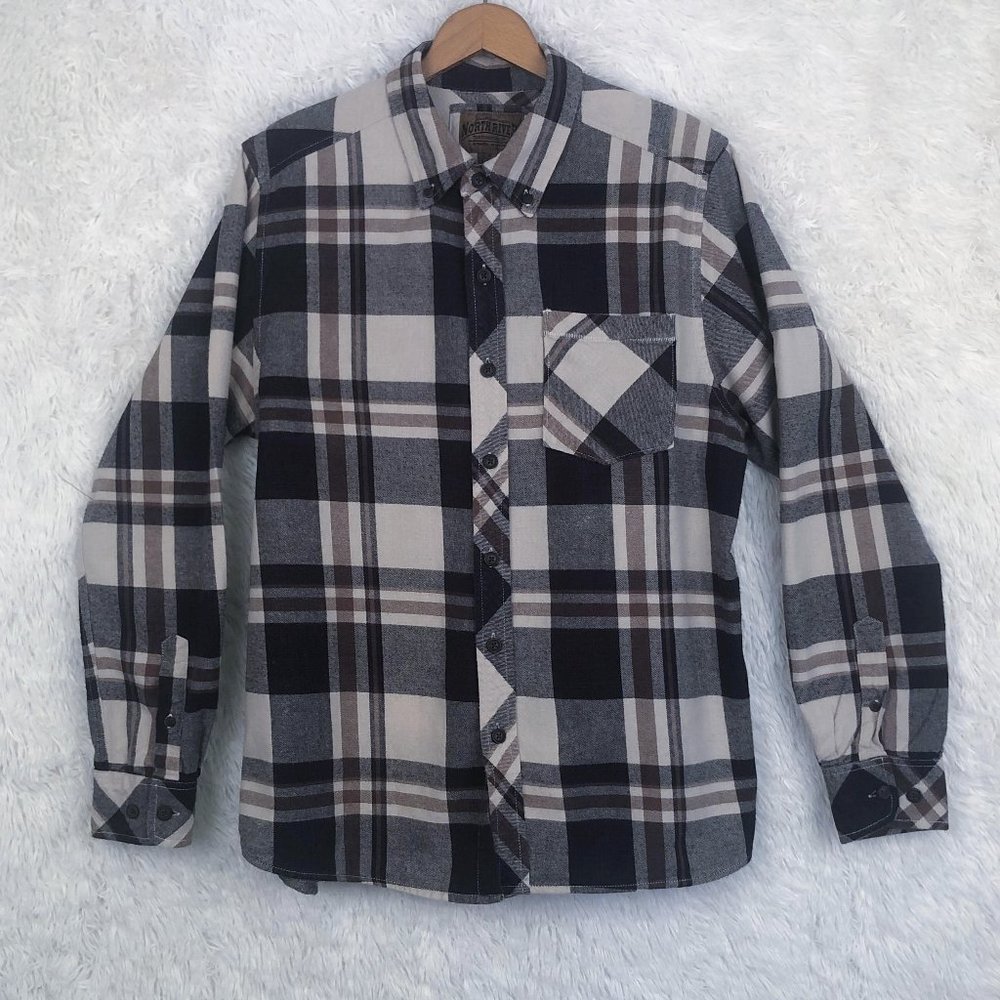 North River casual plaid button down